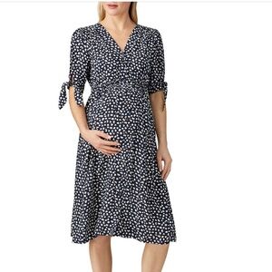 Navy Polka Dot Maternity Dress